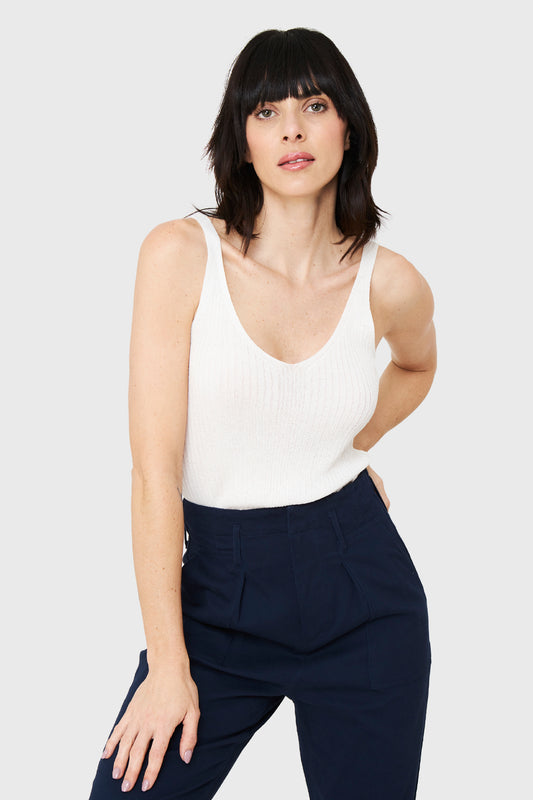Polera Acanalada Brillos Blanco