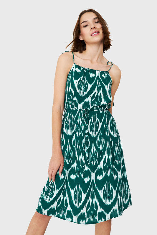 Vestido Midi Print Étnico Verde