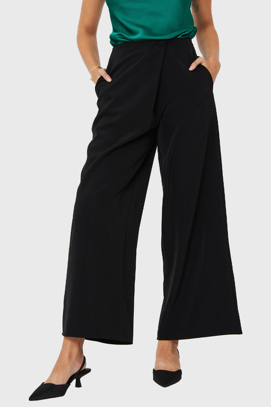 Pantalón Palazzo Botón Negro