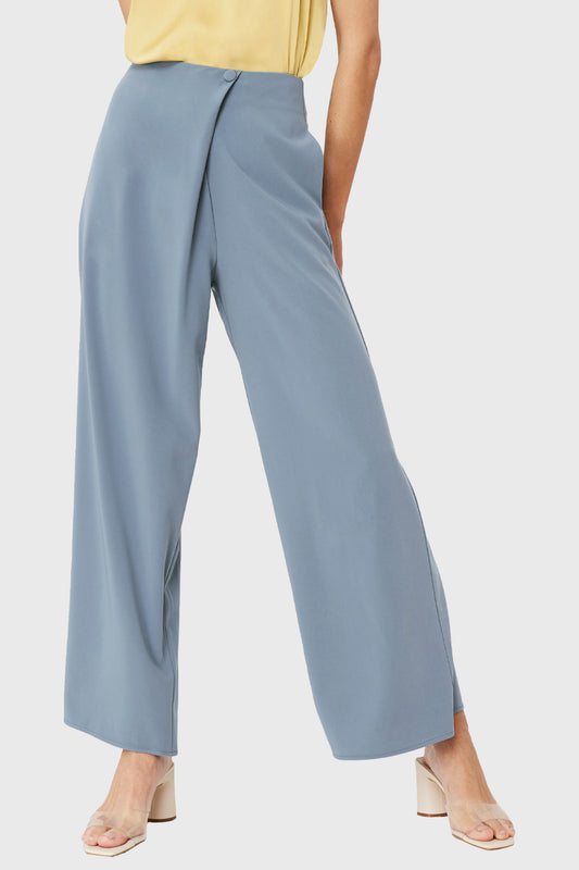 Pantalón Palazzo Botón Celeste