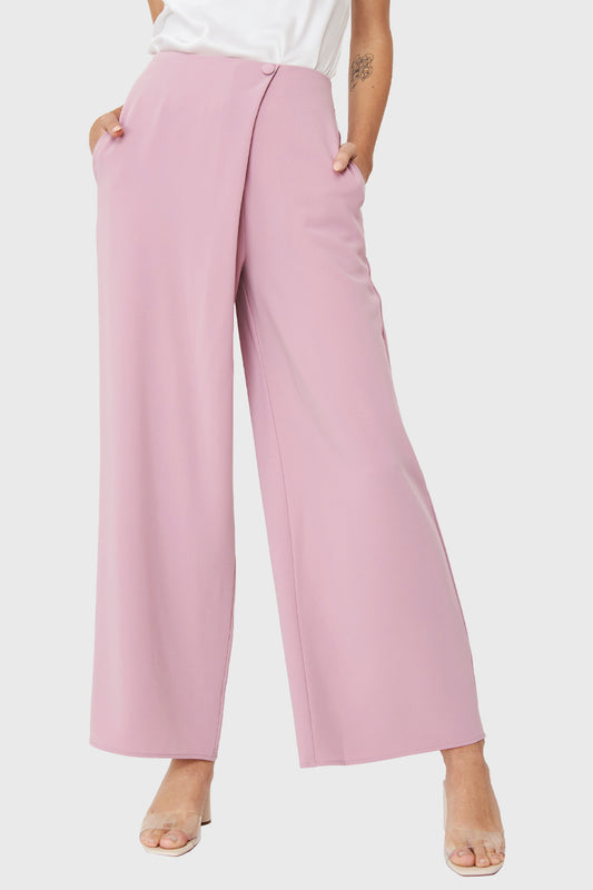 Pantalón Palazzo Botón Rosado